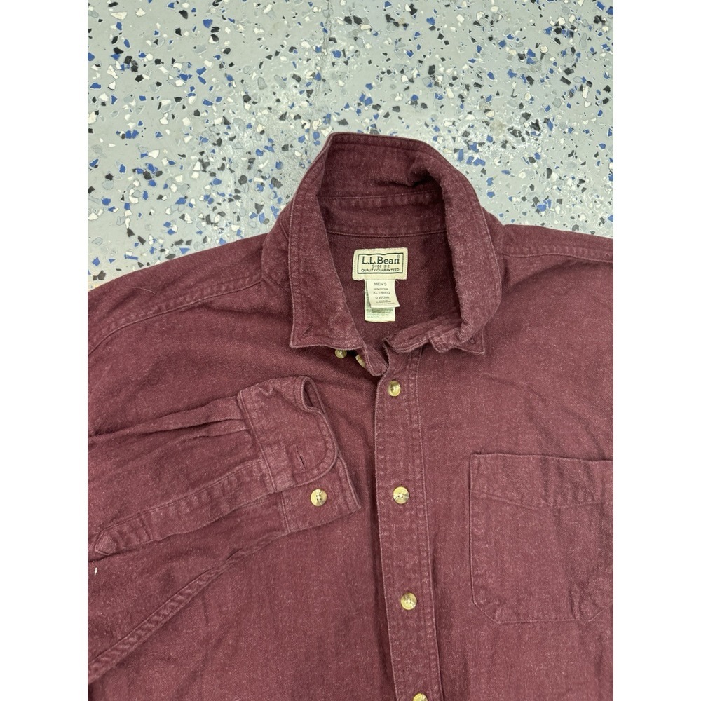 LL Bean Shirt Mens‎ XL Red Solid Button Up Long Sleeve Cotton